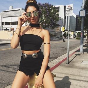 LF Black Choker Crop Top